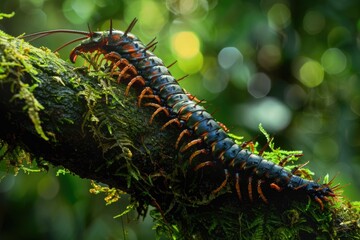 Wall Mural - Detailed close-up of a bug on a tree branch. Suitable for nature and wildlife themes