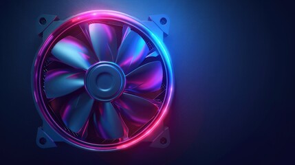 Wall Mural - Detailed close-up of a fan on a dark surface. Perfect for cooling or home appliance concepts