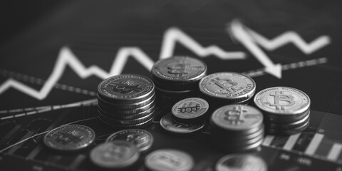 Canvas Print - A pile of coins sitting on top of a table. Suitable for financial concepts