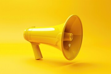 Bright yellow megaphone on matching yellow background. Great for advertising or communication concepts