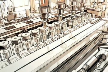 Wall Mural - A drawing of a machine in action, suitable for industrial use