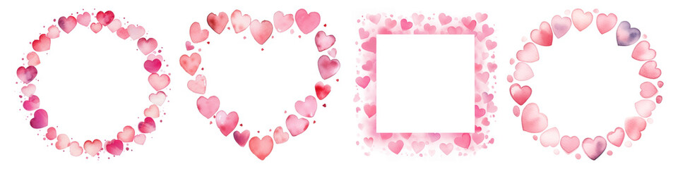 Poster - watercolor valentine pink frames png element set on transparent background