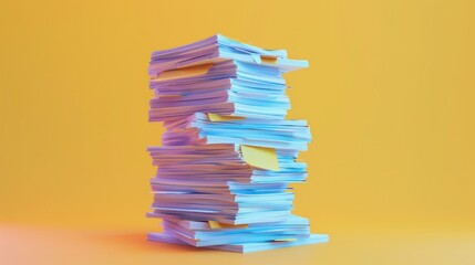 This is a 3D modern illustration of a stack of paper sheets showing a confirmed or approved document. This is a business icon.