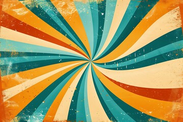 Wall Mural - Retro seventies stripes sunrays vector background design
