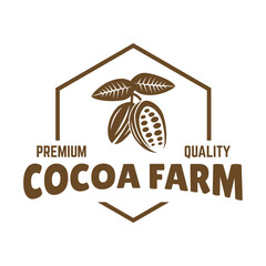 Poster - Vintage cocoa bean, cocoa plant logo icon vector template