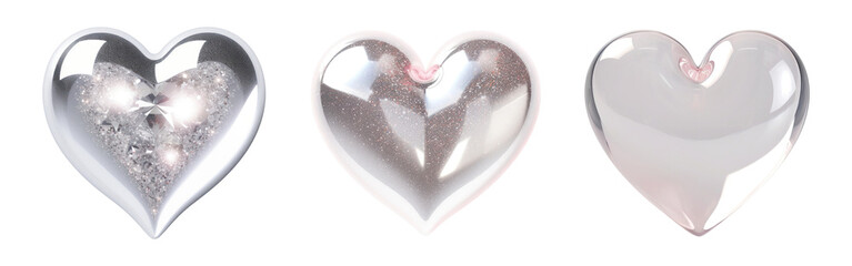 Wall Mural - heart shape crystal png element set on transparent background
