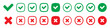 © Maksim - Right or wrong icons. Green tick and red cross checkmarks. Yes or no symbol, approved or rejected icon for user interface.