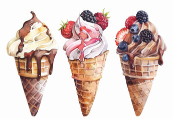 Wall Mural - Chocolate and fruit ice cream 