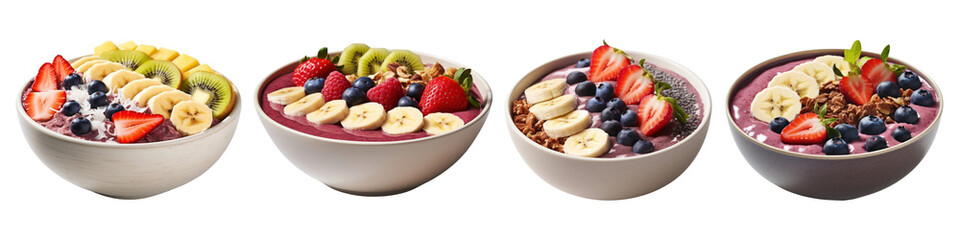 Wall Mural - Acai bowl png element set on transparent background