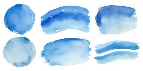 Wall Mural - Blue watercolor png element set on transparent background