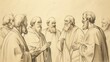 © T Studio - Council at Jerusalem with Apostles Debating Gentile Inclusion - Biblical Watercolor Illustration