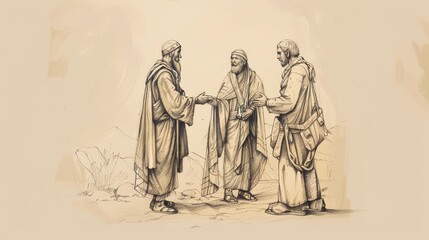 Wall Mural - Vision of Daniel’s Prayer for His People - Biblical Watercolor Illustration