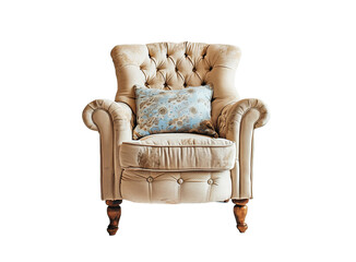 Wall Mural - Create an image of a cozy and comfortable armchair against a white backdrop.