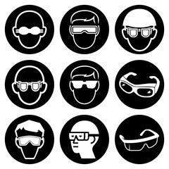 Wall Mural - Safety Glasses Set Symbol Sign, Vector Illustration, Isolated On White Background Label. EPS10