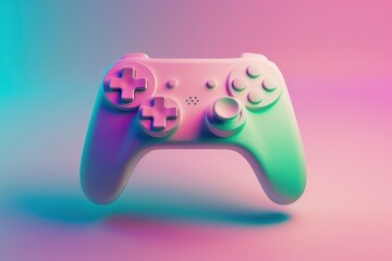 Gaming controller on vibrant colored background for entertainment and leisure concept