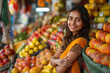 © Niks Ads - young indian woman standing at fruit shop