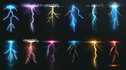 Wall Mural - lightning flashes on a black background, suitable for various designs