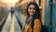 © Niks Ads - young indian woman standing on train platform