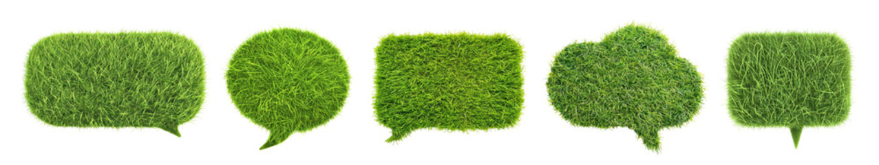 Poster - Speech bubble grass plant png element set on transparent background