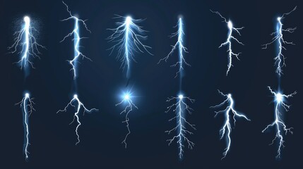 Wall Mural - Image of lightning effects on a dark background, suitable for various design projects