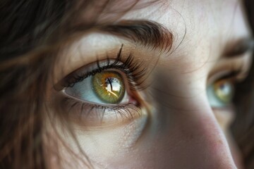 Poster - Close up of a woman's eye with long eyelashes, suitable for beauty and cosmetics themes