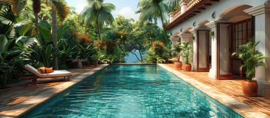 Wall Mural - Luxury Villa Resort outdoor view, background