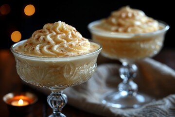 Zabaglione: A light, frothy dessert made from egg yolks, sugar, and Marsala wine, served in a glass. 