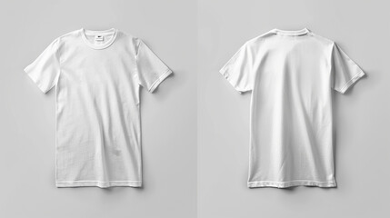 Front and back of white tee, crisp, clean, HD.