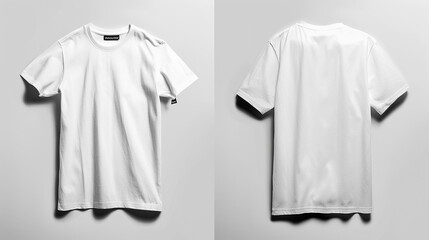 Front and back of white tee, vivid, detailed, HD.