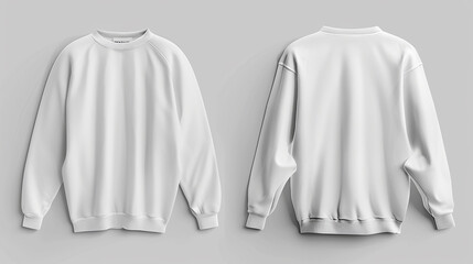 White long sleeve, high-definition front and back, studio lighting.