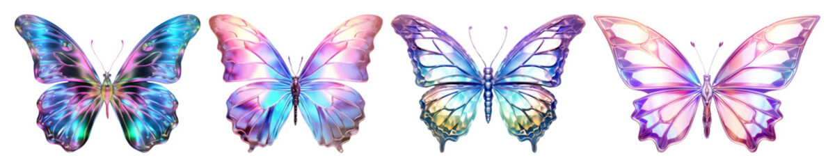 Wall Mural - 3D iridescent material shape png on transparent background