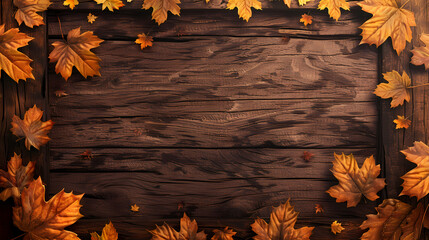 Wall Mural - Rustic wooden background, autumn theme