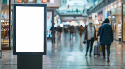 Wall Mural - a blank modern digital signage screen in the middle of a busy shopping mall