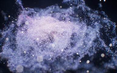Wall Mural - fantastic dense flowing particles background, 3d rendering.