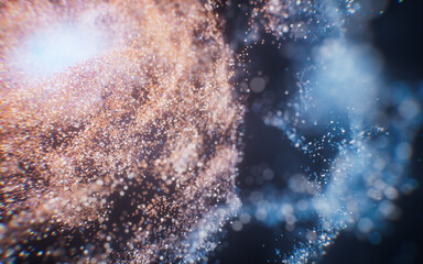 Wall Mural - fantastic dense flowing particles background, 3d rendering.