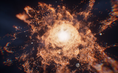 Wall Mural - fantastic dense flowing particles background, 3d rendering.