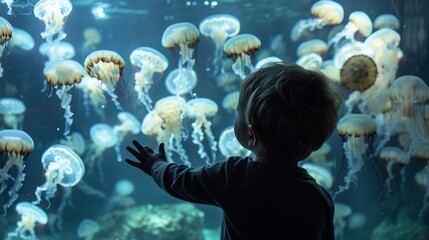 Wall Mural - Child and aquarium