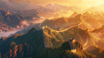 Canvas Print - Great Wall of China: Aerial View