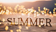 © bvbflo1 - y Abstract background with glowing stars in night. Summer - modern calligraphy lettering.