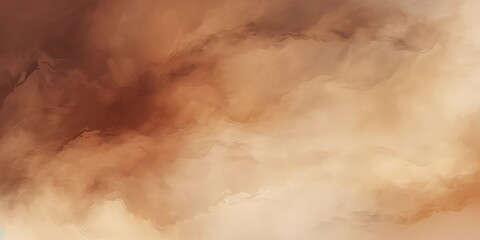 Wall Mural - Beige brown watercolor background with smoky texture for design. Abstract foggy illustration.  blurred smoke, dust, clouds, mist in beige colors. old brown paper, offee color stains in marble paint 