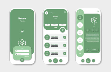 Wall Mural - online home plant shop design for mobile app. plant purchasing platform screen. graphical user inter