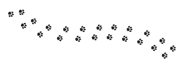 Wall Mural - Dog and cat paw prints collection, paw icon set black vector.