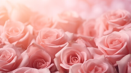 Poster - Field of Pink Roses in Gentle Light