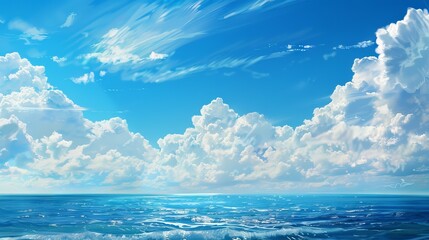 Wall Mural - blue sky ocean  and cloud