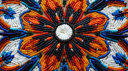 traditional colourful bead work, native american Trible art, costume, international world indigenous people day concept