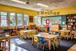 © aicandy - A Contemporary Kindergarten Classroom Showcasing a Blend of Fun and Learning with Bright Colors and Engaging Educational Materials