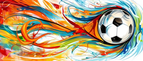 Wall Mural - EM European Championship 2024 sport win, triumph, winner celebration concept background illustration - Soccer ball and confetti..