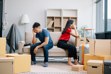 Asian couples are desperate and disappointed after marriage. Husband and wife are sad, upset and frustrated after quarrels. family problem, teenage love.