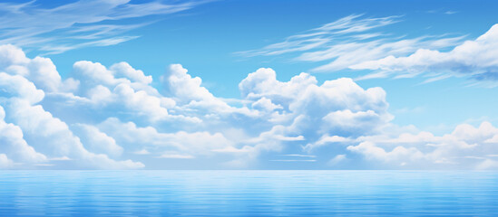 Wall Mural - blue sky and clouds over the sea abstract background HD image wallpaper