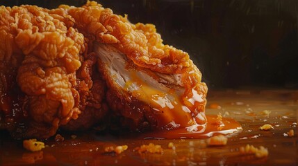 Wall Mural - Fried chicken with sauce splash for fast food or restaurant advertising